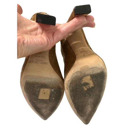 Jimmy Choo Louella 90 Velvet Sock Booties Golden Tan IT 36 US 6 - Picture 7 of 15